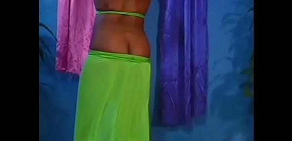  Long-haired black babe with teardrop tits bends over for doggy-style reaming